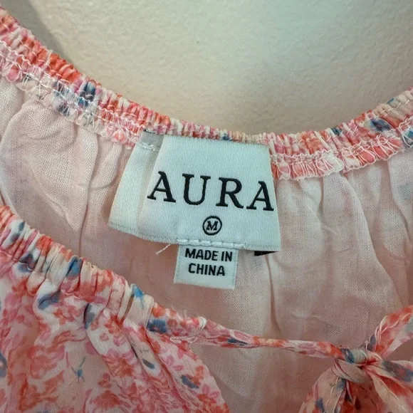 Aura Women's Pink and Yellow Floral Blouse - Picture 2 of 4